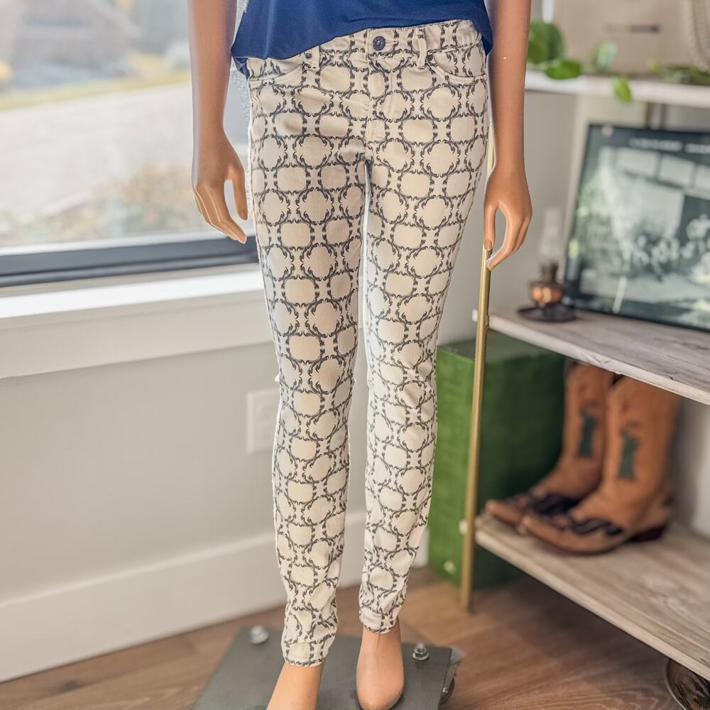 Rich & Skinny, Black & White Full Pattern Skinny Stretch Jeans/Pants, Women's 29